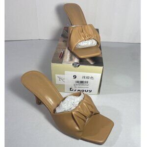 PiePieBuy Womens Square Open Toe Heeled Sandals Slip On Dress Party Shoes Sz. 9